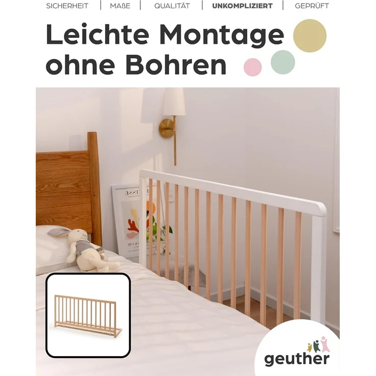 Geuther Bettschutzgitter Bettschutzgitter „Lissi“ – 60 cm hoch, 110 cm lang, auch für Boxspringbetten geeignet – Bild 5