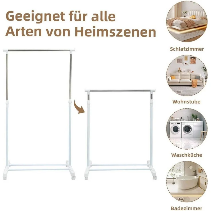 Youyijia Kleiderbügel Kleiderständer mit Höhenverstellbarer Garderobenständer (Weiß) – Bild 3