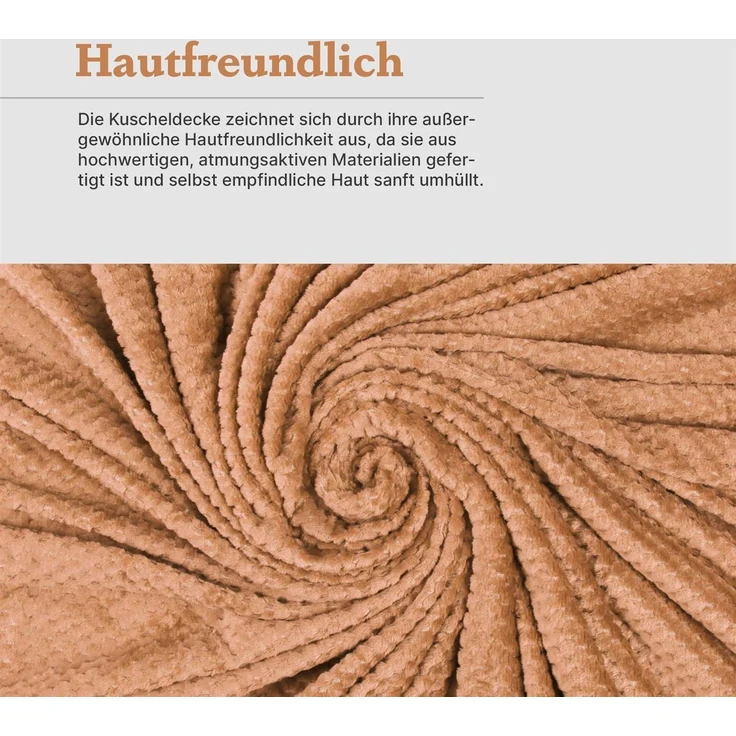 Kuscheldecke Cashmere Touch 150x200cm (Caramel) 250g/m² - Flauschige Wohndecke für Sofa, Couch und Bett, Tagesdecke Oeko-TEX - Sofaüberwurf – Bild 6