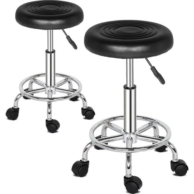 TactFire Rollhocker Arbeitshocker Drehhocker Höhenverstellbar 360° Drehbar Bürohocker Drehhocker für Büro Salon Massage Spa (2, Schwarz2)