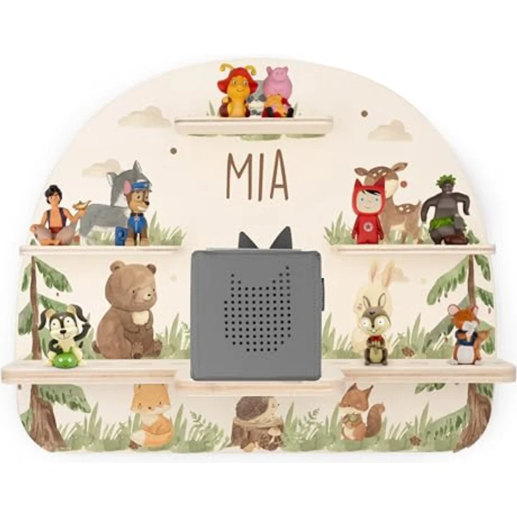 KIDSMOOD - Personalisiertes Tonie Regal für Kinderzimmer | Regenbogen Wand-Regal mit genügend Platz für Tonie-Hör-Figuren, Aussparung für Tonie-Musikbox & Kabelmanagement, Tonie Regal Mädchen & Jungen – Bild 2
