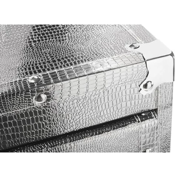 Kobolo Regal Kommode in Kofferoptik - silber - 2 Fächer – Bild 5