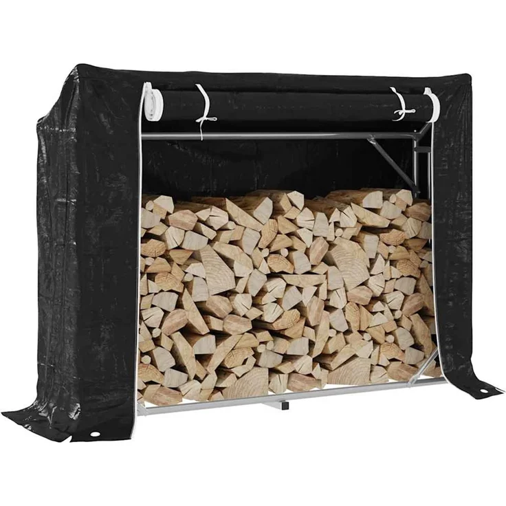 vidaXL Brennholzregal mit Regenschutz 151x40,5x110,5 cm Stahl Verzinkt 4104940 – Bild 1