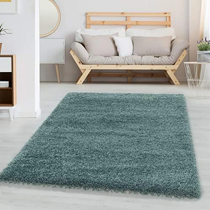 Carpetsale24 Shaggy Hochflor Teppich Läufer Flur 80x250 cm Aqua Blau - Modern Flauschiger Teppich Extra Weich, Pflegeleicht und Einfarbig - Ideal als Teppich für Küche, Schlafzimmer und Esszimmer – Bild 2