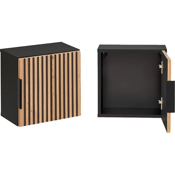 Badezimmer Hängeschrank 35x35 cm XANTEN-56 in anthrazit mit Eiche Nb. schwarze Rillen, B/H/T: ca. 35/35/22 cm – Bild 3