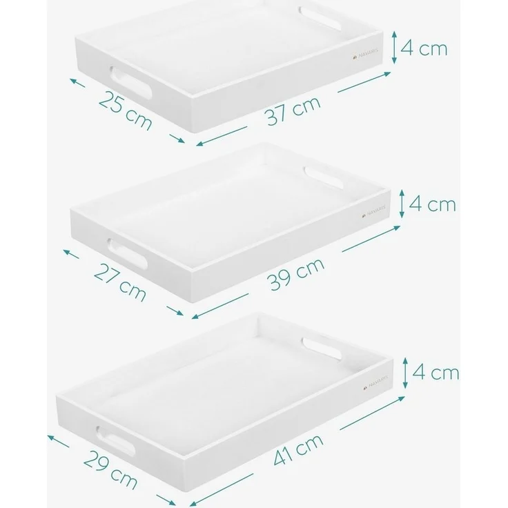 Navaris Tablett Serviertablett - 3x Servierplatte - rechteckig - Tabletttisch, Bambus, (3-tlg) – Bild 3