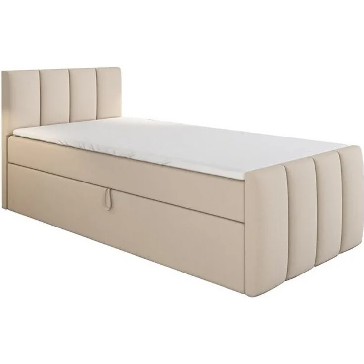 A&J MöbelLand GmbH Boxspringbett Einzelbett FUNI mit Bettkasten, Topper und gepolstertem Kopfteil. (Boxspringbett mit Bettkasten und gepolstertem Kopfteil. Inclusive Topper !, TOP ANGEBOT), Länge 216 cm Höhe 106 cm – Bild 4