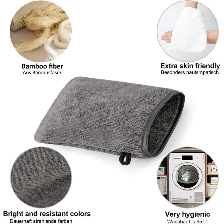 Waschlappen 10er Pack mikrofaser 15x21cm dunkelgrau weiß PHOGARY – Bild 4