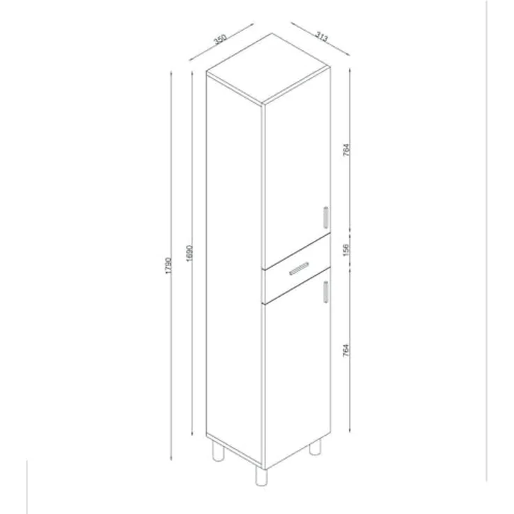Dmora Hochschrank Arkab 35x31,3x179 cm Weiß 4 Regale, 6 Fächer – Bild 3