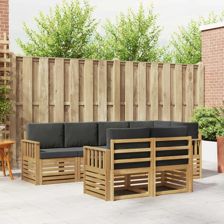vidaXL Outdoor-Sofagarnitur 7 stk. 7-Sitzer Weiß und Anthrazit 3391987 – Bild 1