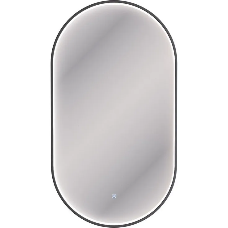 Planetmöbel Badspiegel GLORA, oval mit Beleuchtung 50 x 90 cm in Schwarz, dimmbar, ideal für Badezimmer, Flur und Garderobe