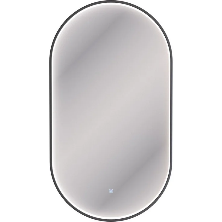 Planetmöbel Badspiegel GLORA, oval mit Beleuchtung 50 x 90 cm in Schwarz, dimmbar, ideal für Badezimmer, Flur und Garderobe