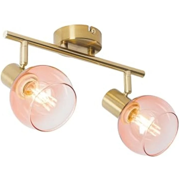 Qazqa LED Aufbaustrahler Vidro, ohne Leuchtmittel, E14, Rosa, Art Deco, Stahl, 2-flammig – Bild 3