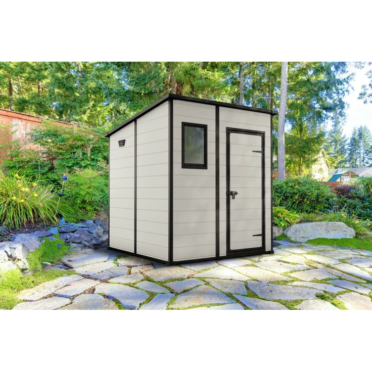 Dmora Gartenhaus Cranbrook, Gartenhütte, Gartenhaus, Werkzeugschuppen, 184x185 h200 cm, Beige – Bild 2