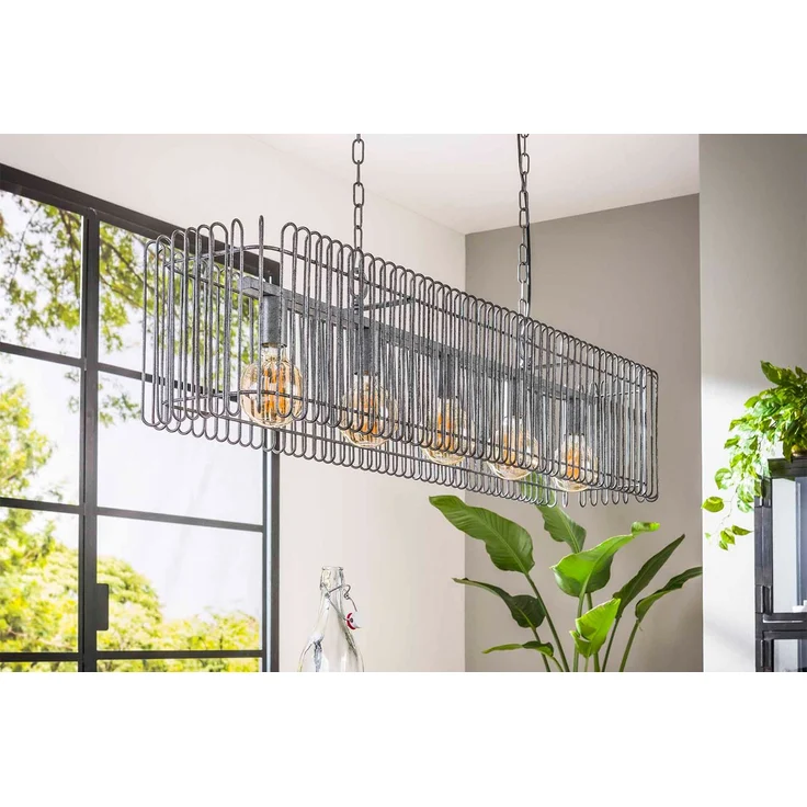 KAWOLA Hängeleuchte LORCA Hängelampe 5-flammig Metall silber 150 x 25 x 120 cm – Bild 2
