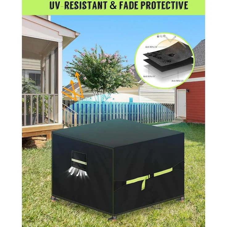 VDISRR Abdeckhaube Gartenmöbel, 420D Oxford Abdeckhauben Für Tische 250 x 250 x 90 cm,Gartentische Schutzhülle mit Belüftungsöffnungen Wasserdicht, UV-beständig, Staubfest, Winterfest für Terrassenmöbel – Bild 5