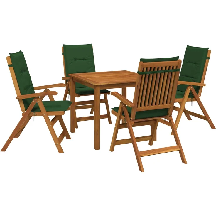 vidaXL 5-teiliges Garten-Esszimmer-Set 4-Sitzer Grün Massivholz Akazie 3434601 – Bild 2