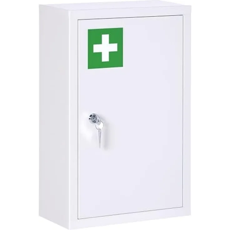 Kleankin Medizinschrank Apothekerschrank mit 3 Schichten (Medikamentenschrank, 1-St, Arzneischrank) Stahl, Weiß, 30 x 14 x 46 cm