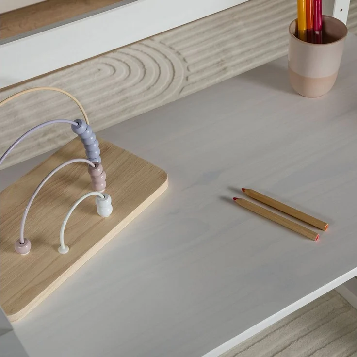 IDIMEX Kinderschreibtisch SUZA, Schülerschreibtisch höhenverstellbar in 4 Stufen aus Massivholz weiß – Bild 3