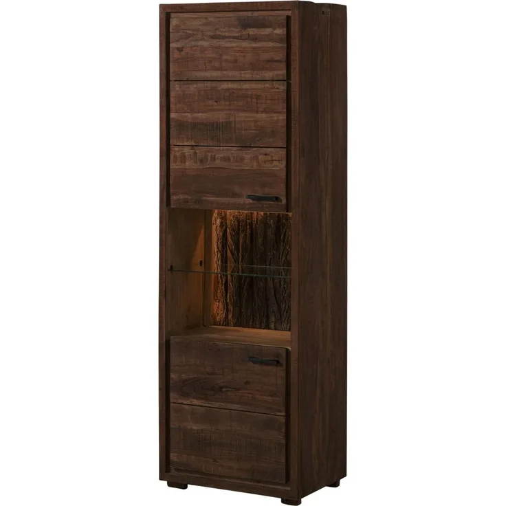 Vitrine Akazie 58x40x180 dunkelbraun lackiert BARK #202