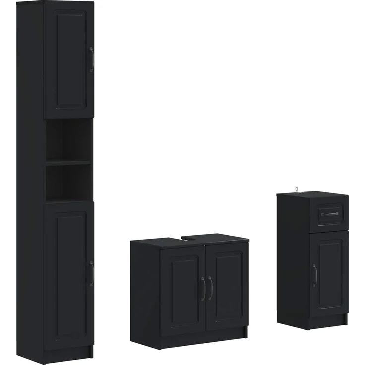 vidaXL 3-teiliges Badezimmer-Schranksystem UTRECHT Schwarz 3417892 – Bild 2
