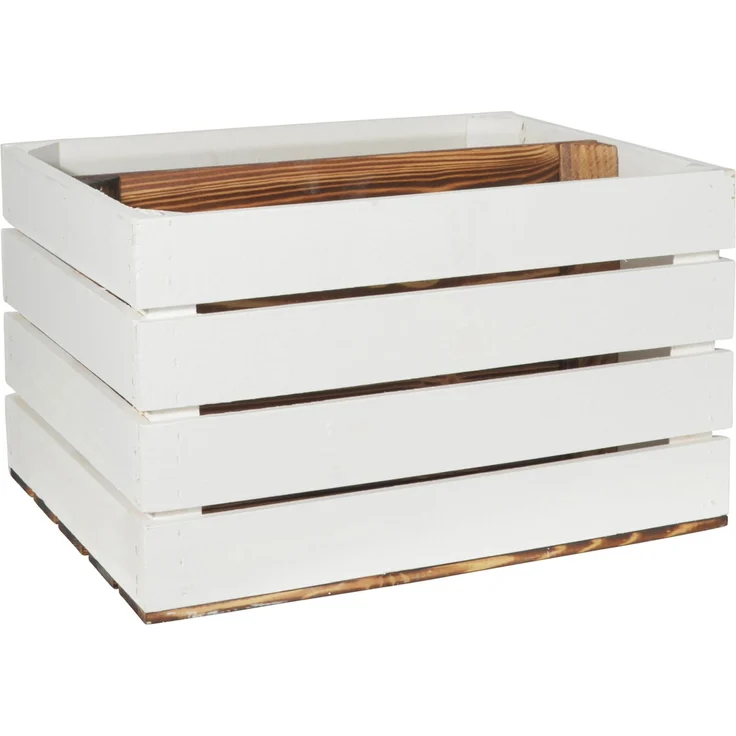 CHICCIE 3 Set Holzkiste Grete Geflammt Weiß 50x40x30cm - Langes Regal Obstkiste Dekokiste Weinkiste – Bild 6