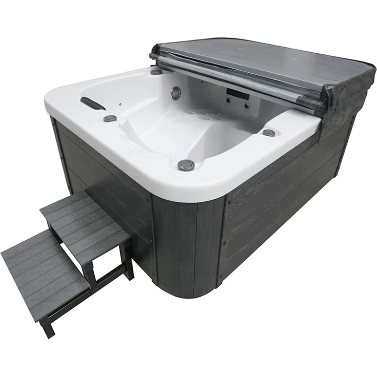 HOME DELUXE Outdoor-Whirlpool 'White Marble', 210 x 160 cm, für 3 Personen, mit Treppe & Thermoabdeckung – Bild 7
