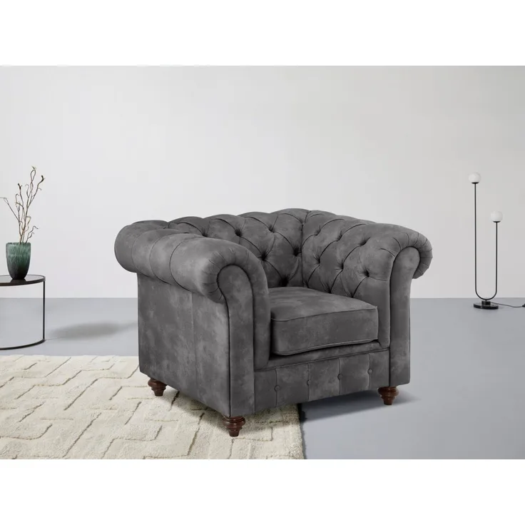 Home affaire Sessel Chesterfield B/T/H: 105/69/74 cm, mit hochwertiger Knopfheftung, auch in Leder