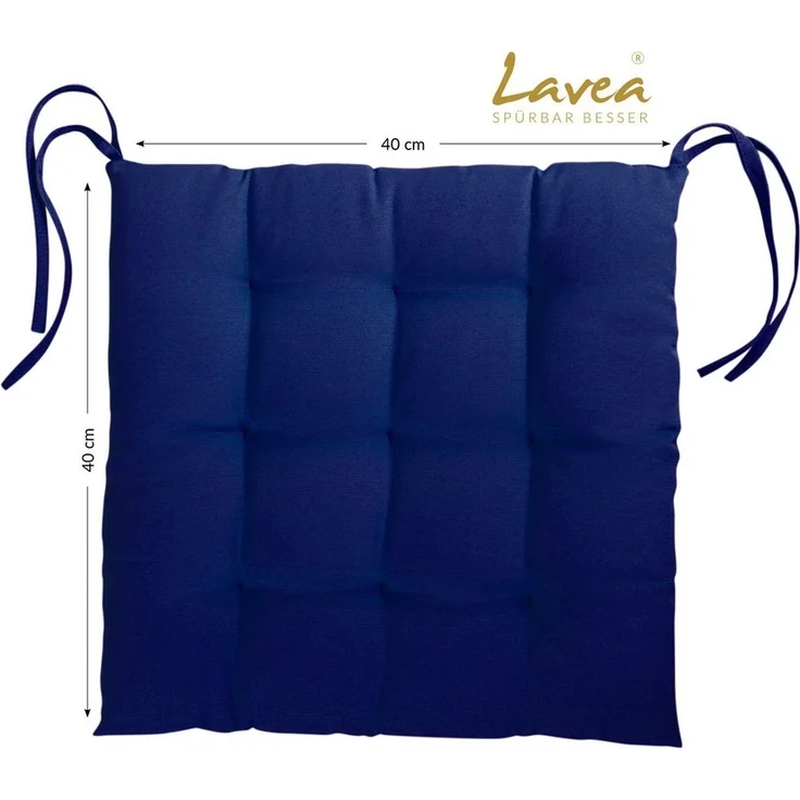 Lavea Stuhlkissen MONACO - weich gepolsterten Sitzkissen Set (4er & 8er), 40x40x3 cm, mit Stoffbändern, Indoor & Outdoor, für Garten & Balkon – Bild 3
