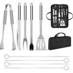 Luxus Kollektion Grillbesteck-Set mit Tasche, 9-teilig, Edelstahl silber