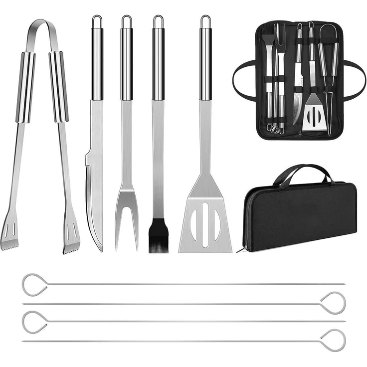 Luxus Kollektion Grillbesteck-Set mit Tasche, 9-teilig, Edelstahl silber – Bild 1
