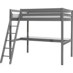 Vipack Hochbett 140x200 cm und großer Schreibtischplatte, Ausf. grau lackiert
