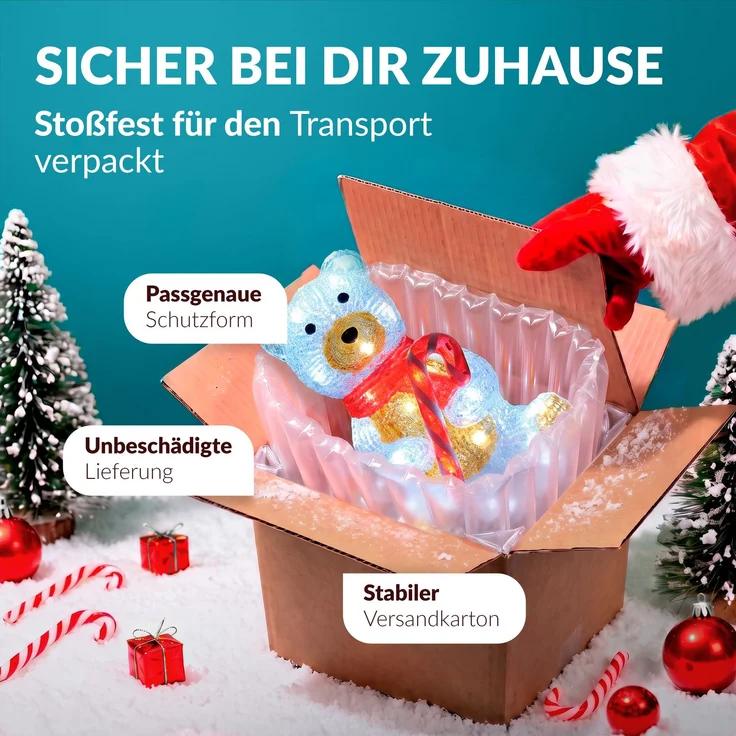 Deuba LED Acryl Figur Außen Teddy sitzend beleuchtet Weihnachtsdeko Weihnachten Weihnachtsfigur – Bild 6