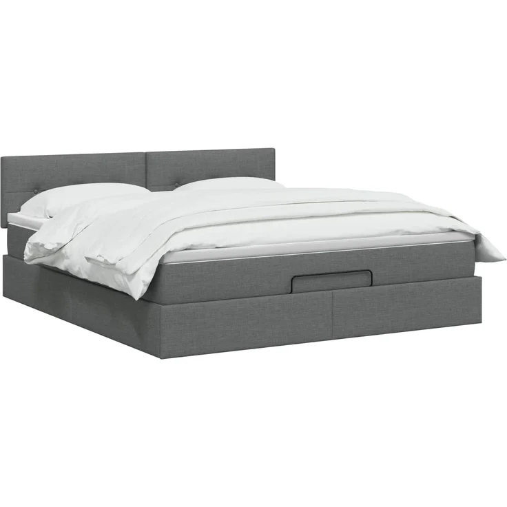 vidaXL Ottoman Bett mit Matratze Dunkelgrau 160 x 200 cm Stoff 3456338 – Bild 3