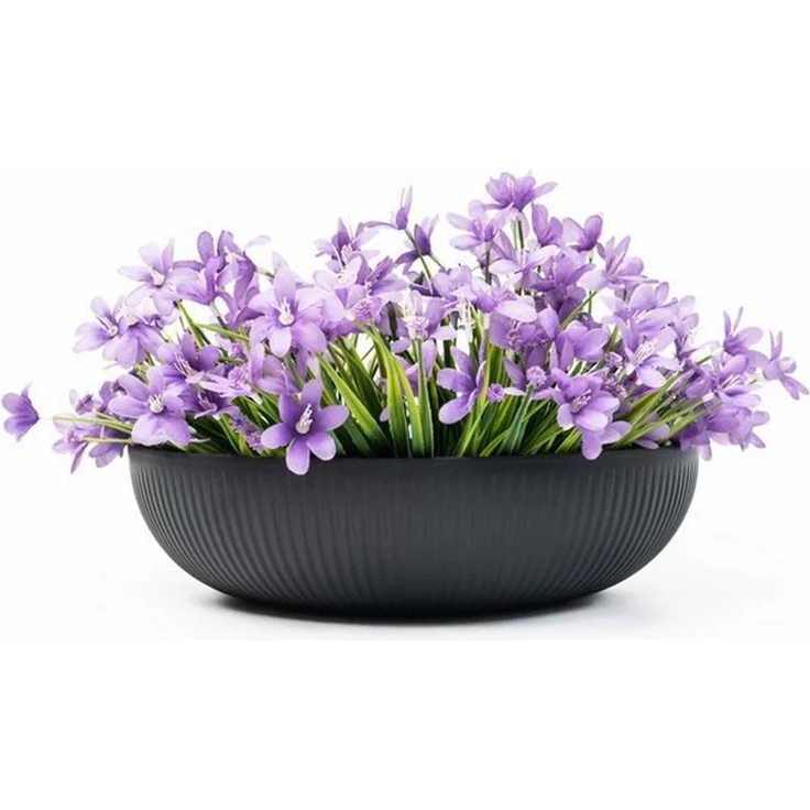 VIVANNO Pflanzschale Fiberglas PLANA Schale - Skandianthrazit Geriffelt (1 St), 34x9 cm – Bild 3