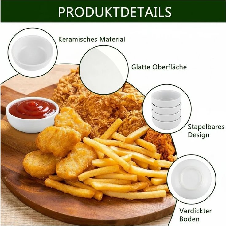 TUWENA Dipschale 6 Stück Kleine Dip Schälchen, Sushi Sojasauce Schälchen, Snackschalen – Bild 2