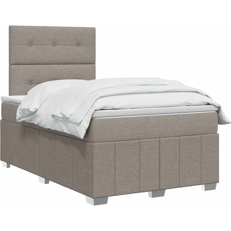 vidaXL Boxspringbett mit Matratze Taupe 120 x 190 cm Stoff 3454096 – Bild 3