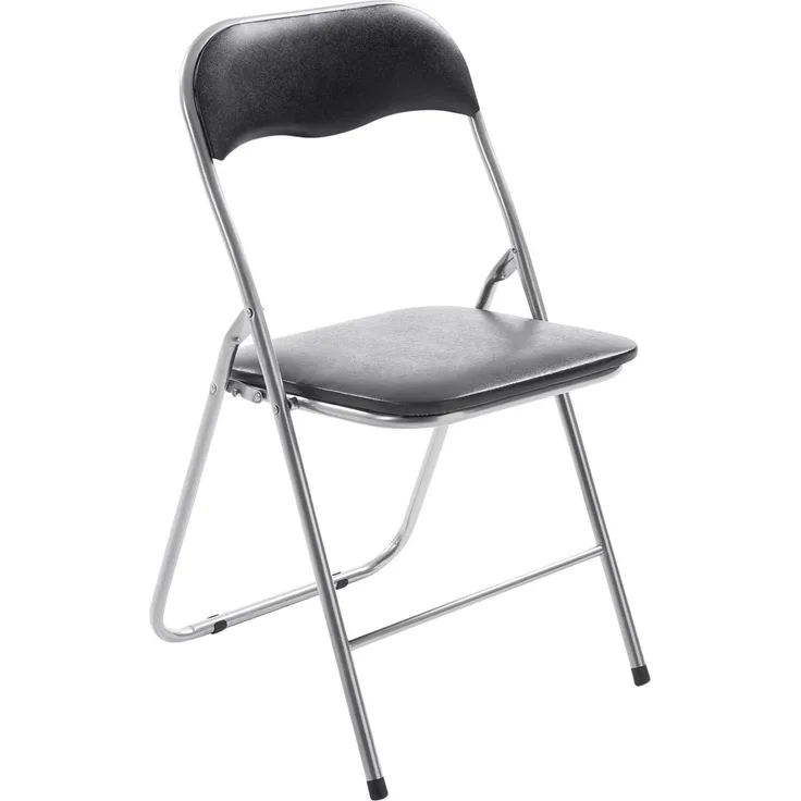 CLP Klappstuhl Felix Klappbarer mit Kunstleder PVC Sitz Gepolstert,schwarz/silber