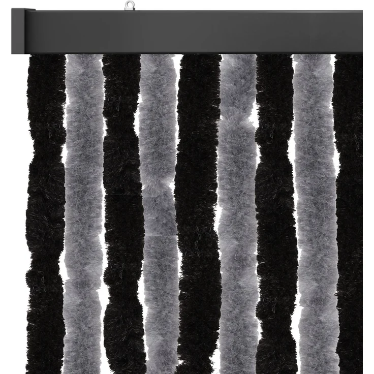 Flauschvorhang 80x185 cm in Unistreifen anthrazit - schwarz, perfekter Insekten- und Sichtschutz für Ihre Balkon- und Terrassentür, viele Farben – Bild 1