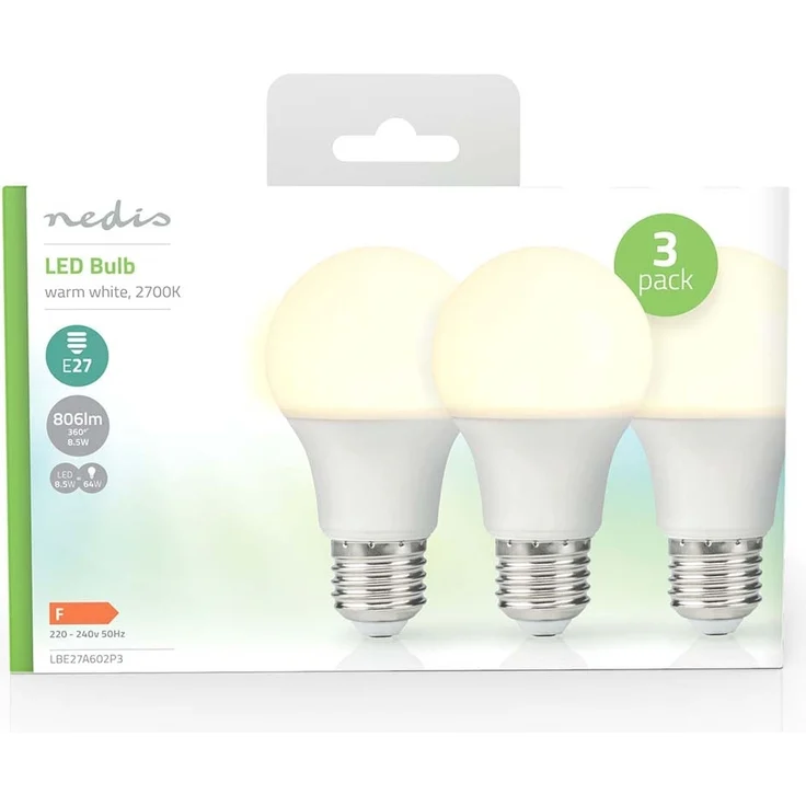 LED-Lampe E27 | A60 | 8.0 W | 806 lm | 2700 K | Warmweiss | Retro Style | Matte lampe | 3 Stück – Bild 3