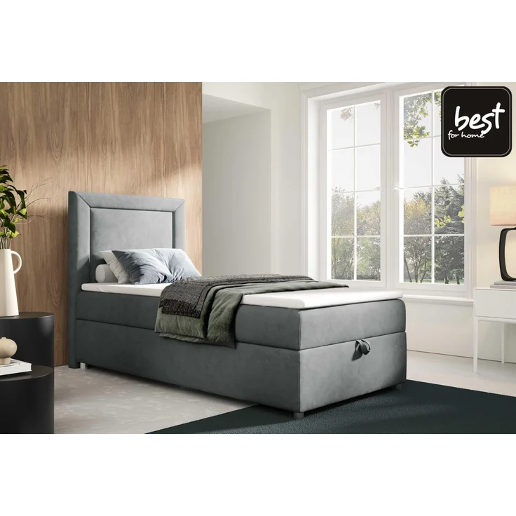 Best for Home Boxspringbett mit Bettkasten Trinity K3 SINGLE Bonell-Matratze inkl. 7 cm Topper (Einzelbett, Polsterbett mit gepolstertes Kopfteil, Jugendbett, Kinderbett versch. Größen, 70x200 80x200 90x200 100x200 cm), verschiedene Liefermöglichkeiten...