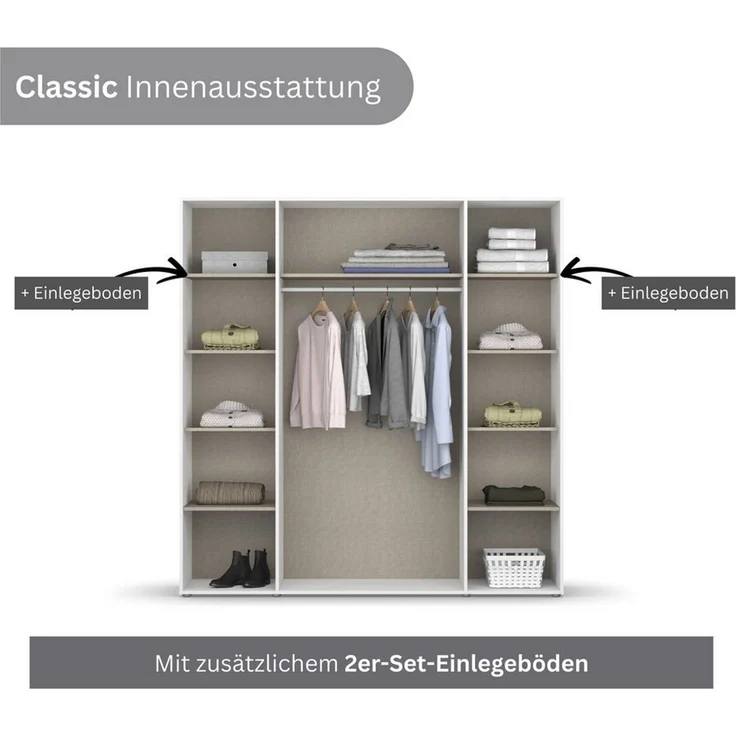 Rauch Möbel 'Voyager' Kleiderschrank, Holz, Eiche Artisan, Zubehör Classic, Breite 187 cm | ohne Schubladen – Bild 4