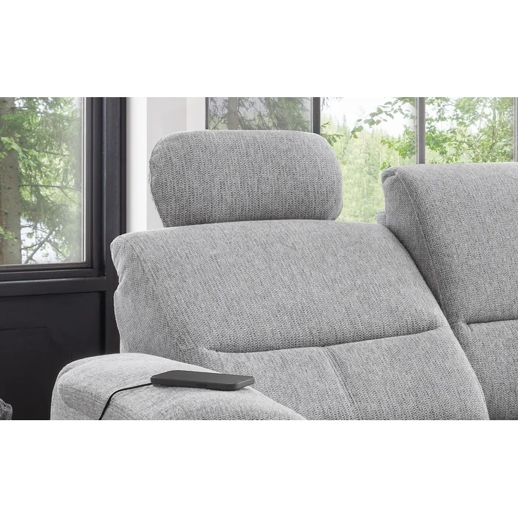 Ecksofa >Ludwigshafen< Motor-funktion, Kopfstütze, Stauraum, silber - 231x113x165 (BxHxT) – Bild 7