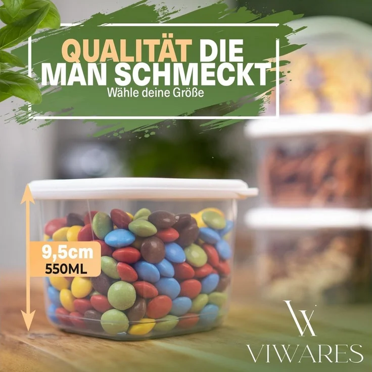 Viwares Vorratsdosen mit Deckel Luftdicht, 12er Vorratsbehälter Set BPA-Frei, Vorratsdose zur Müsli Mehl Aufbewahrung Küche, Praktische Organizer Küche, Frischhaltedosen für Lebensmittelaufbewahrung – Bild 2