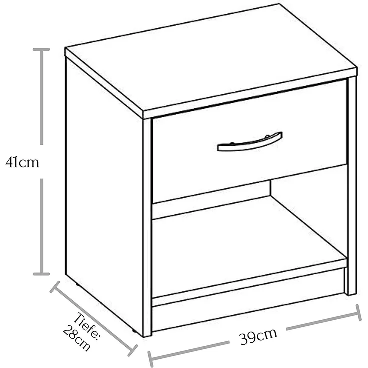 Stella Trading PEPE Nachttisch in Trüffel Optik, Weiß - Schlichter Nachtschrank mit einer Schublade passend zu jedem Bett & Schlafzimmer - 39 x 41 x 28 cm (B/H/T) – Bild 3