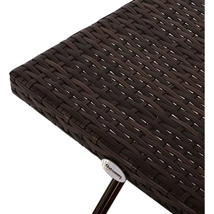 Outsunny Klapptisch, Gartenmöbel aus Polyrattan, Braun, 40x40x40 cm, stabiler Stahlrahmen, klappbar, pflegeleicht – Bild 8