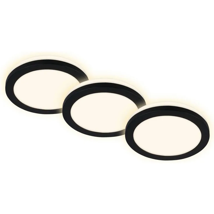 Di-Ka LED Einbauleuchte Sleek 3er Set schwarz Ø 8,4 cm 3W, warmweiß