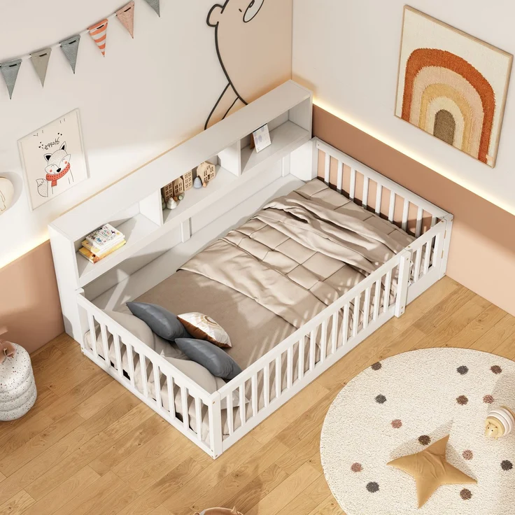 Daybett 90x200 cm Kinderbett Tagesbett Schlafsofa mit Ablagefach und Sicherheitsgeländer – Bild 4