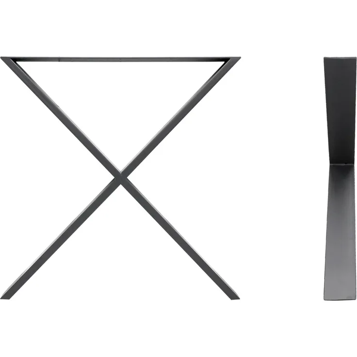 ECD Germany Tischbein 2er Set Tischfüße X-Design pulverbeschichtete Stahl Industriedesign, Tischgestell Kreuzgestell 60x72 cm Anthrazit Metall Tischkufen