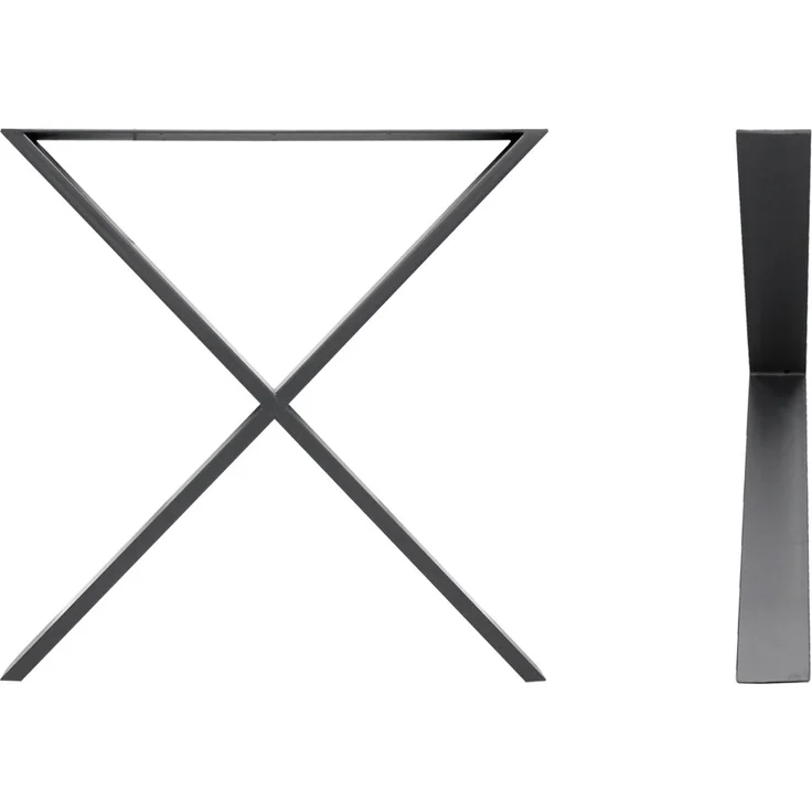 ECD Germany Tischbein 2er Set Tischfüße X-Design pulverbeschichtete Stahl Industriedesign, Tischgestell Kreuzgestell 60x72 cm Anthrazit Metall Tischkufen – Bild 1
